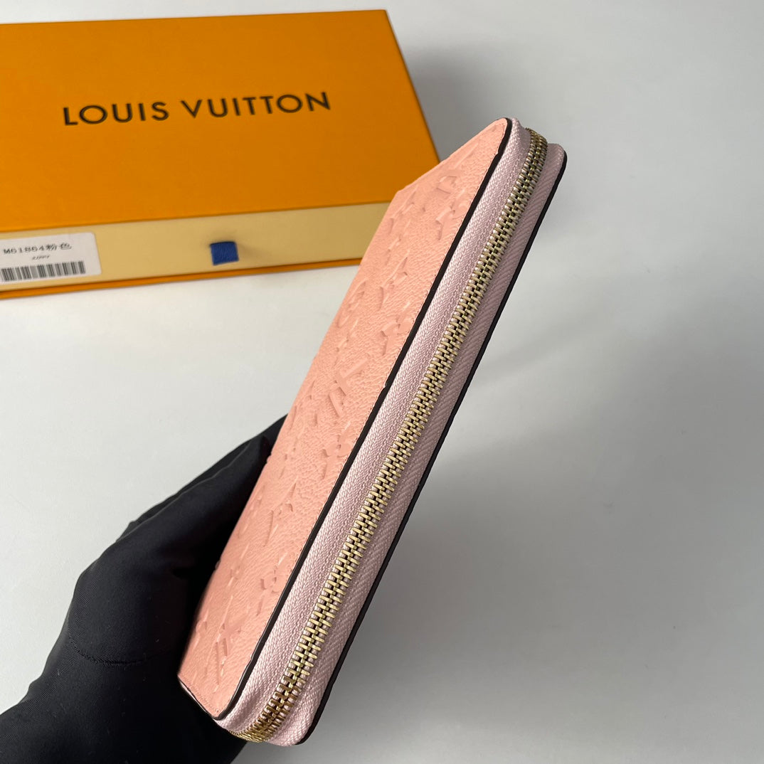 LV M61864 Zippy Wallet Pink Monogram Empreinte Leather 221617