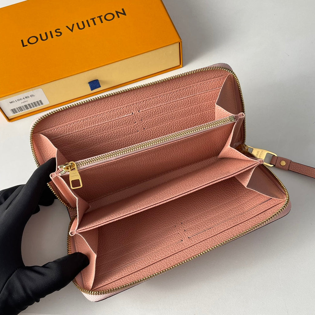 LV M61864 Zippy Wallet Pink Monogram Empreinte Leather 221617