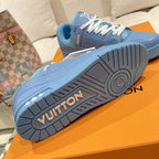 LV 1AHTB0 Trainer Sneaker Blue Monogram-Embossed Leather Lace 626732