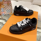 LV 1AHTB0 Trainer Sneaker Black Monogram-Embossed Leather Lace 626731