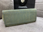 CC DEAUVILLE TOTE BAG 34CM KHAKI DENIM SILVER HARDWARE