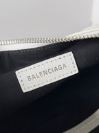 LE CAGOLE XS SHOULDER BAG 26 IN WHITE ARENA LAMBSKIN WITH PIERCING SILVER HARDWARE
