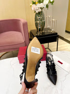 Valentino Rockstud Caged Pumps 95mm Black Beige Leather