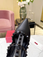 Valentino Rockstud Caged Pumps 95mm Black Beige Leather