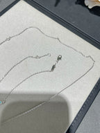 VCA Mini Butterfly Blue Ceramic Necklace Sliver