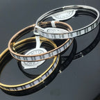 H Enamel Bangle White Gray Bracelet