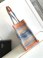 large cabas thais 41cm rainbow striped canvas