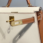 HM Mini Kelly 19cm Cream Gold Epsom Silver Hardware