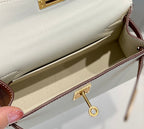HM Mini Kelly 19cm Cream Pink Epsom Gold Hardware