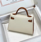 HM Mini Kelly 19cm Cream Gold Epsom Silver Hardware