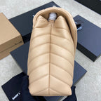 LOULOU MEDIUM 32 CREAM QUILTED LEATHER SILVER HARDWARE
