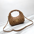 miu wander hobo medium 23cm brown metalasse lambskin