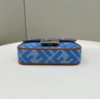 FENDI 19 BAGUETTE BAG IN LIGHT BLUE CANVAS WITH SILVER HARDWARE