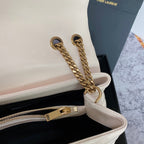 LOULOU MEDIUM 32 WHITE QUILTED LEATHER GOLD HARDWARE