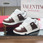 OPEN SKATE SNEAKER IN WHITE MIX PECAN BROWN CALFSKIN
