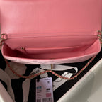 CC 26 CLUTCH WITH CHAIN BAG IN ROSE PINK CALFSKIN