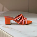 High Hee 60 Sprightly Charms Mule Sandal Orange Pink Maroon Calfskin