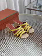 High Hee 60 Sprightly Charms Mule Sandal Beige Yellow Brown Calfskin