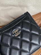 CC A84105 Coin Case Black Sliver Metal Lamskin 240725