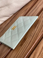 CC A84105 Coin Case Light Blue Gold Metal Caviar 240735