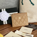 CC A84105 Coin Case Beige Gold Metal Caviar 240737