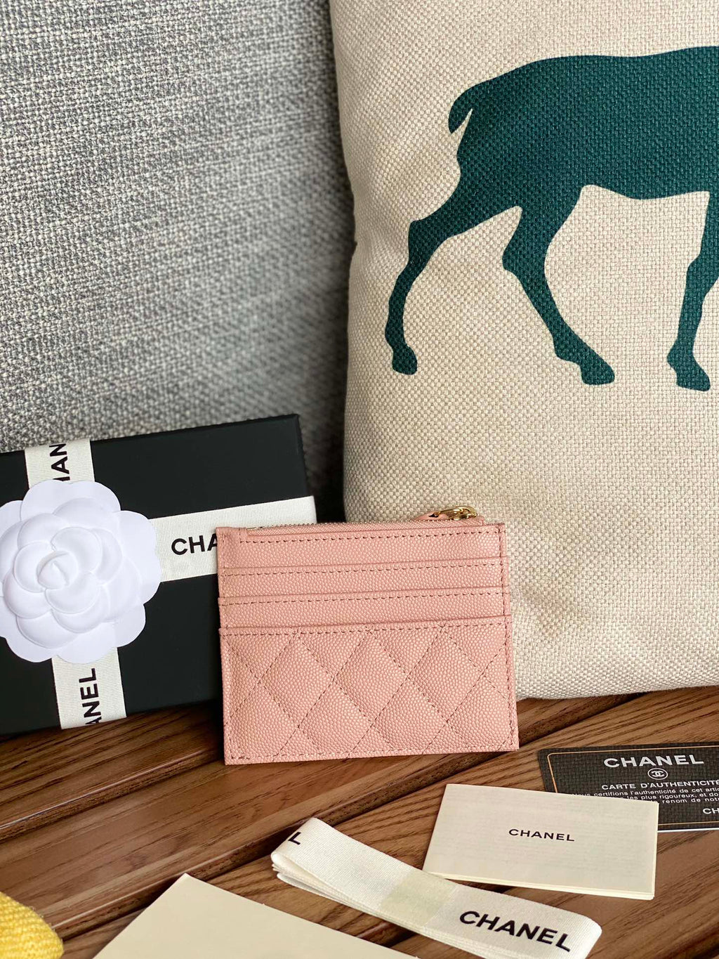 CC A84105 Coin Case Pink Gold Metal Caviar 240743