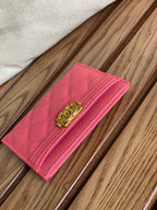 cc boy 11cm card holder red caviar gold hardware