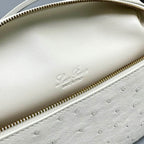 Extra Pocket L19 White Ostrich Leather Ghw