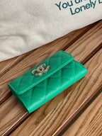 cc small wallet 11cm dark green caviar light gold hardware
