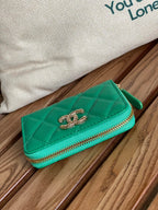 cc zipped wallet 11cm green caviar gold hardware