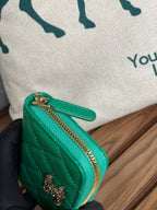 cc zipped wallet 11cm green caviar gold hardware