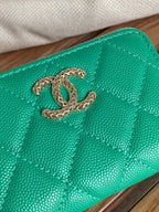 cc zipped wallet 11cm green caviar gold hardware