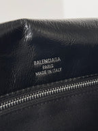 BB SOFT FLAP BAG 36 IN BLACK PEACH CALFSKIN SILVER HARDWARE