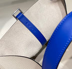 HM PICOTIN LOCK 22 WHITE AND COBALT TOGO LEATHER