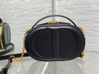 CD Oval camera bag 18 black cowhide leather