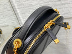 CD Oval camera bag 18 black cowhide leather