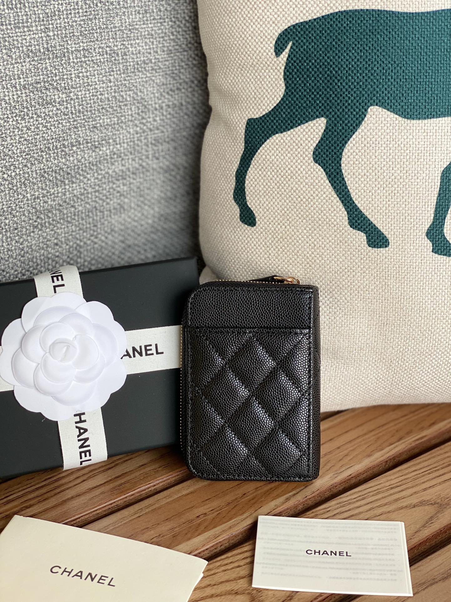 CC 22A Zippy Coin Purse Black Caviar GHW 223922