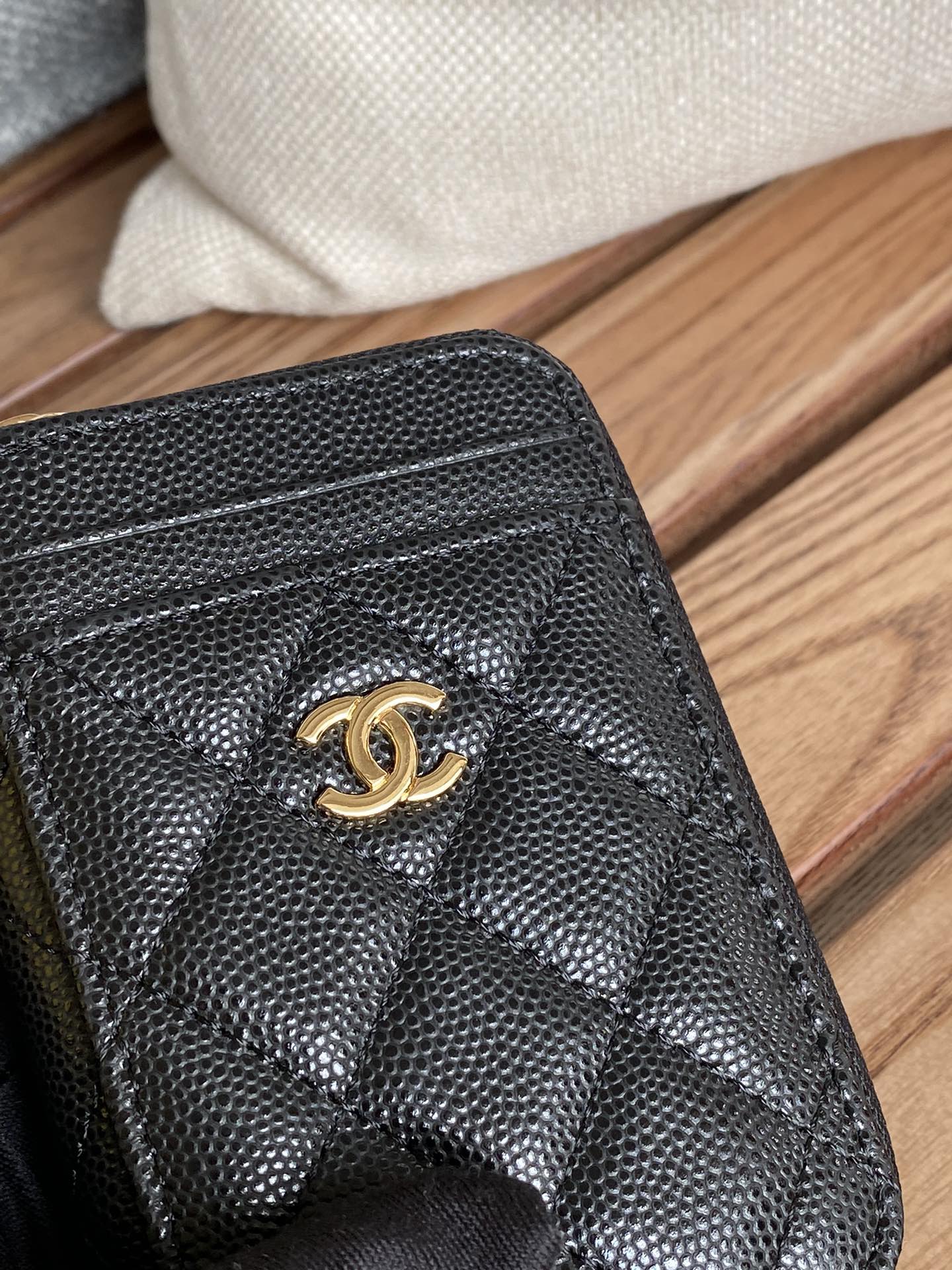 CC 22A Zippy Coin Purse Black Caviar GHW 223922
