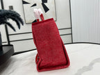 CC Deauville Tweed Bag Red Leather Silver Hardware 11