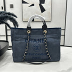 CC Deauville Tweed Bag Black Leather Gold Hardware 23