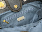 CC Deauville Tweed Bag Navy Leather Gold Hardware 21