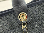 CC Deauville Tweed Bag Black Leather Gold Hardware 25