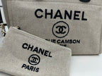 CC Deauville Tweed Bag 33x26x15.5cm Black Leather Gold Hardware 35
