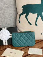 cc zipped wallet 15 blue green caviar gold hardware
