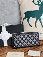 CC Zippy Long Wallet 19.5cm Black Sheepskin Sliver Steel 223943
