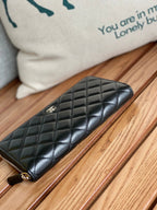 CC Zippy Long Wallet 19.5cm Black Sheepskin Sliver Steel 223943