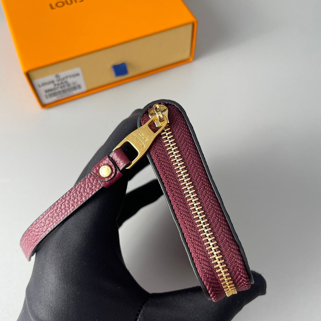 LV M60740 Zippy Coin Purse Burgundy Monogram Empreinte Leather 221609
