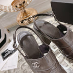 sandals chocolate patent crumpled lambskin