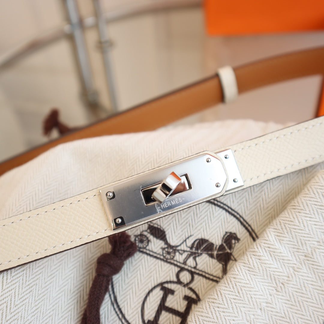 hm kelly belt 18mm cream epsom leather
