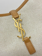 le 5a7 small 23 cream canvas brown calfskin
